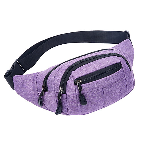 

Men's Zipper Canvas Fanny Pack Solid Color Black / Purple / Blue