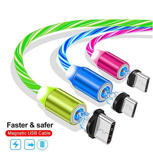 

1m Magnetic charging Mobile Phone Cable USB Luminous Lighting Data Wire for iphone Samaung Huawei LED