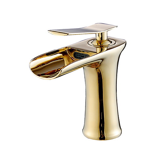 

Luxurious Bathroom Sink Faucet - Waterfall Electroplated Free Standing Single Handle One HoleBath Taps
