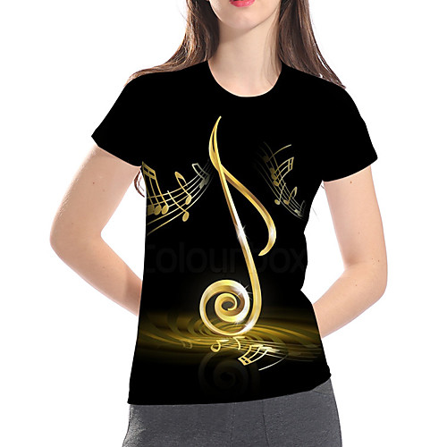 

Women's Plus Size Geometric 3D Print Loose T-shirt Basic Rock Daily Club Black