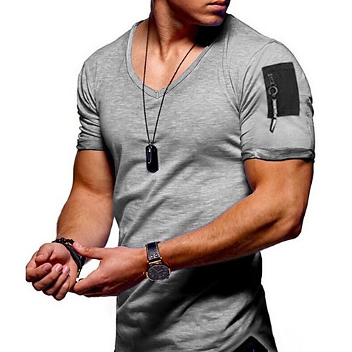 

Men's Graphic Solid Colored T-shirt Daily V Neck Wine / White / Black / Army Green / Orange / Navy Blue / Gray / Summer / Short Sleeve