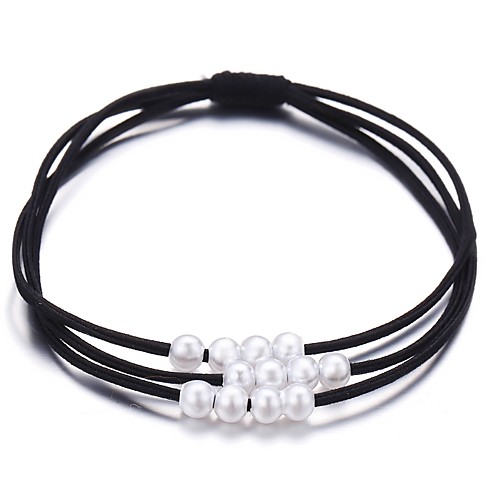 

Women's Hair Ties For School Work Festival Pearl Cord Black