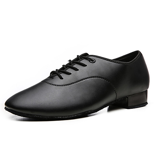 

Men's Modern Shoes / Ballroom Shoes PU Lace-up Heel Flat Heel Dance Shoes Black / Performance / Practice