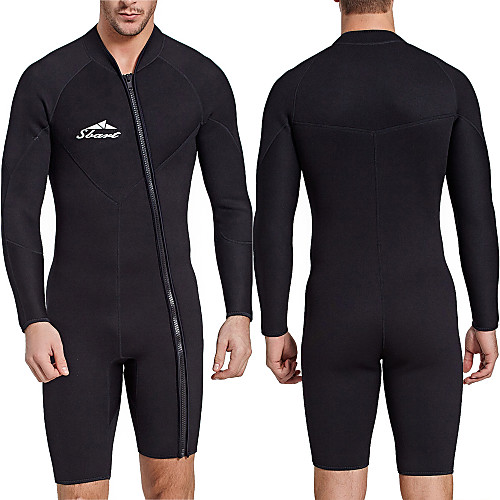

SBART Men's Shorty Wetsuit 3mm SCR Neoprene Diving Suit Stretchy Long Sleeve Front Zip Solid Colored Autumn / Fall Spring Summer / Winter / Micro-elastic