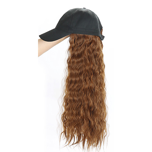 

Synthetic Wig Water Wave Free Part Wig Long Light Brown Brown Jet Black Medium Brown Synthetic Hair 24 inch Women's Gift Kanekalon Hair Partial / Half Wigs Black Brown