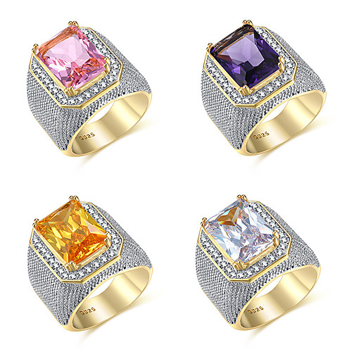 

Men Ring Cubic Zirconia Vintage Style White / White Purple Yellow Brass Fashion 1pc 8 9 10 11 12 / Men's / Solitaire