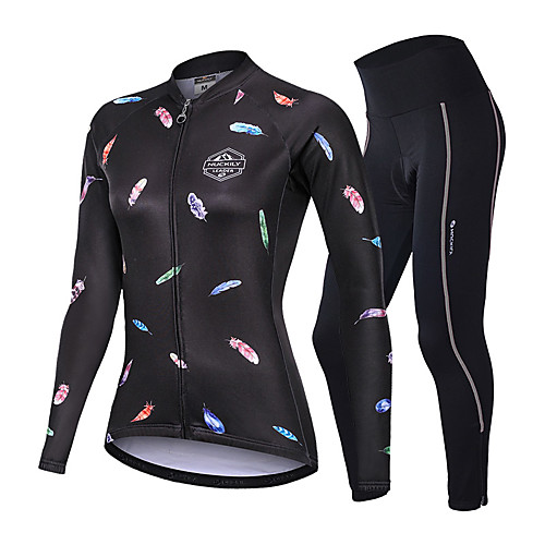 

Nuckily Women's Long Sleeve Cycling Jersey with Tights Winter Fleece Lycra Black Bike Clothing Suit Thermal / Warm Fleece Lining Sports Mountain Bike MTB Road Bike Cycling Clothing Apparel