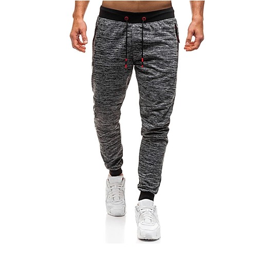 

Men's Running Pants Track Pants Sports Pants with Phone Pocket Drawstring Sports Pants / Trousers Running Fitness Breathable Soft Plus Size Solid Colored Fashion Dark Gray Light Grey / Micro-elastic