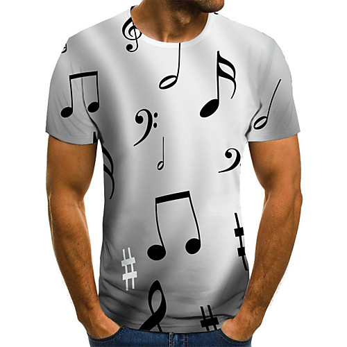

Men's Plus Size 3D Graphic Print T-shirt Basic Daily Going out Round Neck White / Short Sleeve