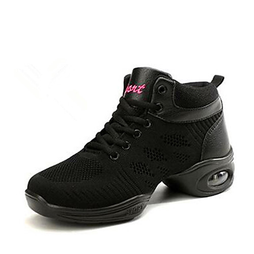 

Women's Dance Shoes Knit Dance Sneakers Sneaker Thick Heel Customizable Black / White