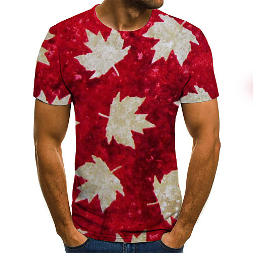 

Men's T shirt Graphic Color Block 3D Plus Size Print Short Sleeve Daily Tops Basic Exaggerated Red