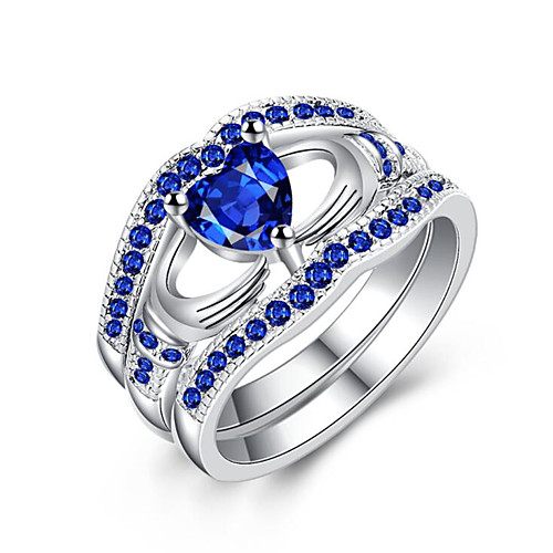 

Women Ring AAA Cubic Zirconia Classic Silver Silver Plated Heart Stylish 1pc 6 7 8 9 10 / Women's
