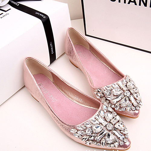 

Women's Flats Glitter Crystal Sequined Jeweled Flat Heel Pointed Toe Crystal / Sparkling Glitter Synthetics Casual / Vintage Spring & Fall / Spring & Summer Pink / Gold / Silver / Party & Evening