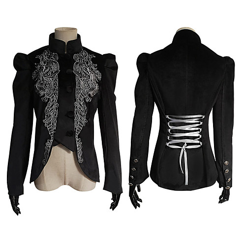

Plague Doctor Retro Vintage Gothic Steampunk Coat Masquerade Women's Costume Black Vintage Cosplay Party Halloween Long Sleeve