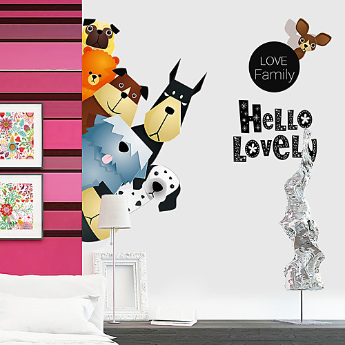 

XH7237 Cartoon Dog Cute Animal Family Living Room Sofa Background Decoration Removable Sticker