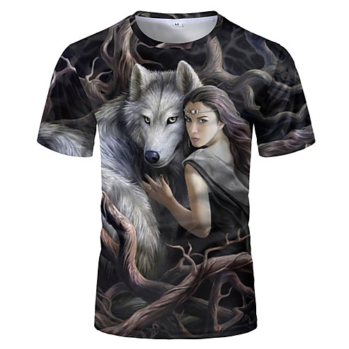 

Men's Animal Print T-shirt Daily Round Neck Black / Summer / Short Sleeve