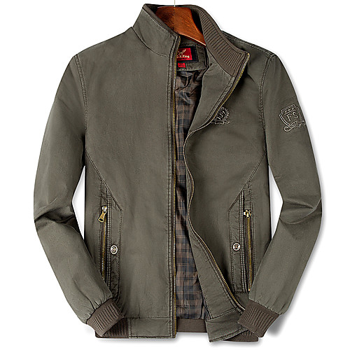 

Men's Hiking Jacket Hiking Windbreaker Outdoor Solid Color Lightweight Windproof Breathable Quick Dry Jacket Top Cotton Single Slider Fishing Climbing Beach Army Green Khaki / Warm