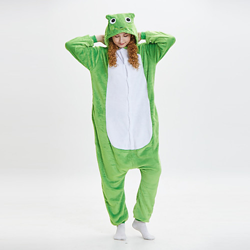 

Adults' Kigurumi Pajamas Frog Onesie Pajamas Flannel Fabric Cyan Cosplay For Men and Women Animal Sleepwear Cartoon Festival / Holiday Costumes