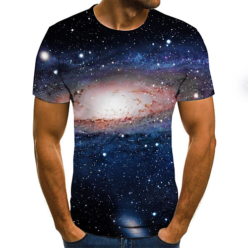 

Men's T shirt Graphic 3D Plus Size Print Short Sleeve Daily Tops Basic Exaggerated Navy Blue