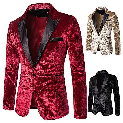 

Disco 1980s Suits & Blazers Lapel Collar Blazer Men's Velvet Costume Black / Red / Coffee Vintage Cosplay Party Halloween Club Long Sleeve / Tuxedo / Tuxedo