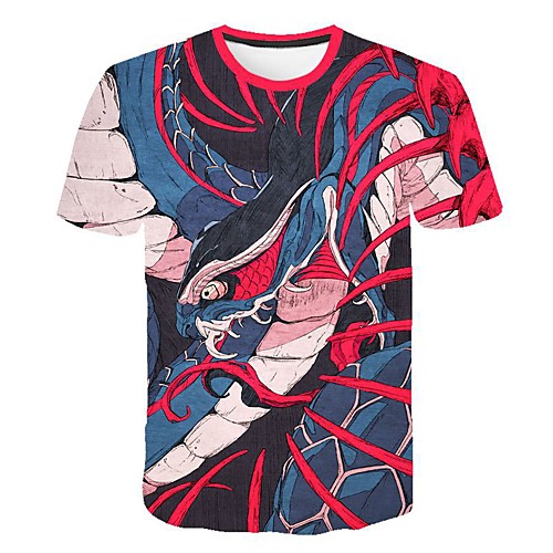 

Men's 3D Print T-shirt Daily Round Neck Navy Blue / Short Sleeve