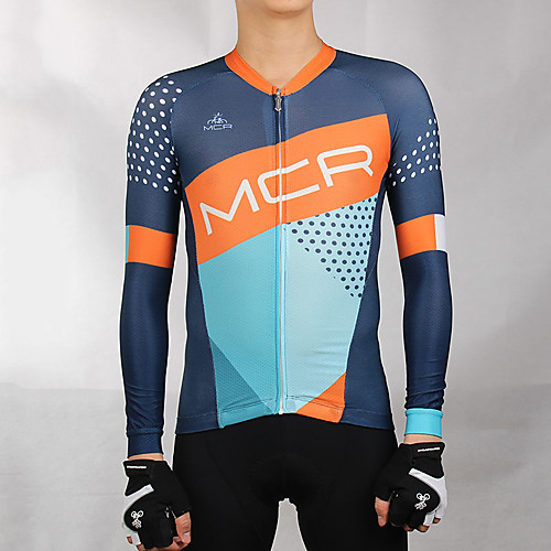 

Mountainpeak Men's Long Sleeve Cycling Jersey Winter Elastane BlueOrange Patchwork Bike Jersey Top Mountain Bike MTB Road Bike Cycling Breathable Quick Dry Sweat-wicking Sports Clothing Apparel