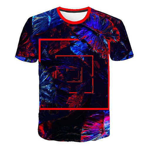 

Men's 3D Print T-shirt Daily Round Neck Blue / Short Sleeve