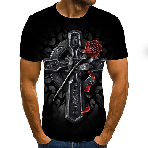 

Men's Plus Size 3D Graphic Print T-shirt Basic Daily Going out Round Neck Black / Short Sleeve