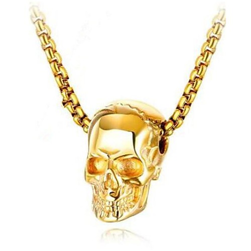 

Men's Women's Pendant Necklace Geometrical Skull Fashion Titanium Steel Black Gold Silver 50 cm Necklace Jewelry 1pc For Gift Daily