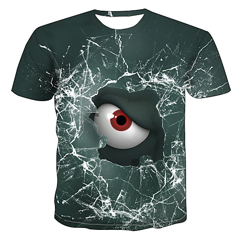 

Men's T shirt 3D Short Sleeve Daily Tops Green