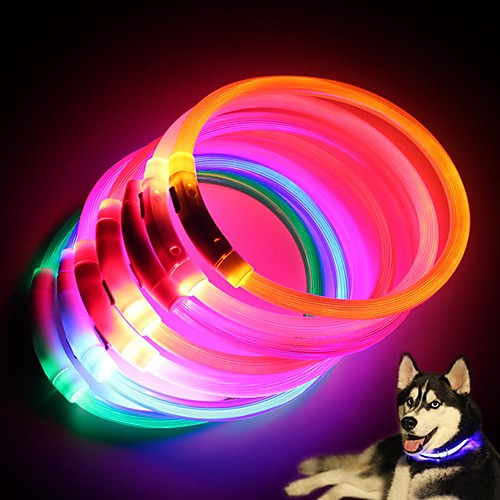 

Dog Collar Light Up Collar LED Lights Flashing Rubber White Yellow Red Blue Pink