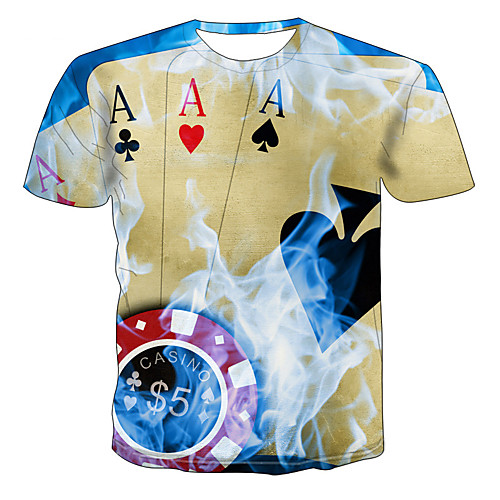 

Men's Graphic Print T-shirt Daily Round Neck Rainbow / Summer / Short Sleeve