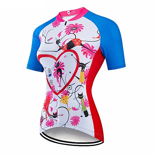 

CAWANFLY Women's Short Sleeve Cycling Jersey Sky BlueWhite Geometic Bike Jersey Top Mountain Bike MTB Road Bike Cycling Breathable Quick Dry Back Pocket Sports Clothing Apparel / Advanced / Expert