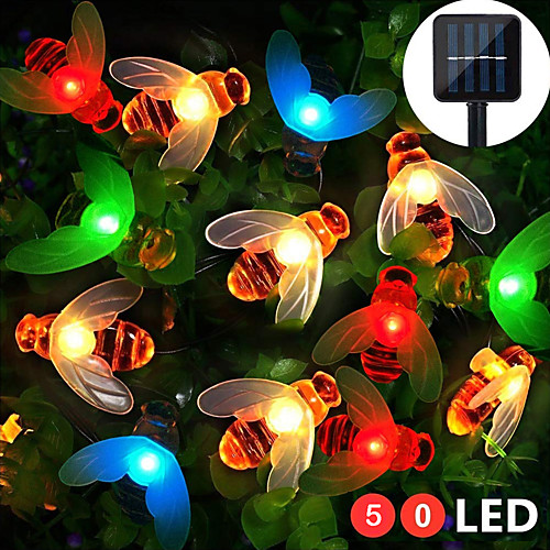 

ZDM 8 Functions Solar Bee Lights Lovely Fairy Bee Lights 5M 50 LED Outdoor Lights Waterproof Garden Terrace Flowers And Trees Party Celebration DC3V