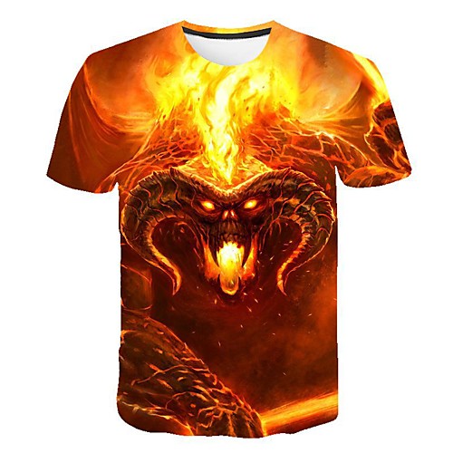 

Men's 3D T-shirt Daily Round Neck Orange / Short Sleeve