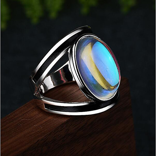 

Band Ring Moonstone 3D Rainbow Copper Silver Plated Glass Precious Fashion Vintage 1pc 7 8 / Women's