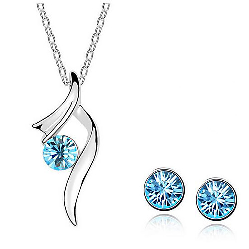 

Women's Stud Earrings Pendant Necklace Classic Precious Unique Design Fashion Silver Plated Earrings Jewelry White / Blue For Daily Street Holiday Work 1 set