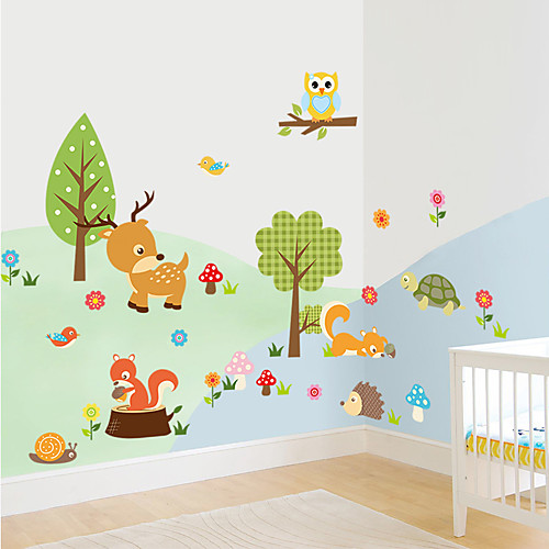 

ZY1223 forest animal owl children's room bedroom background wall sticker 3060CM