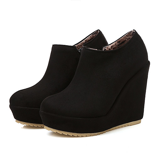 

Women's Boots Wedge Heel Round Toe PU Booties / Ankle Boots Classic / British Fall & Winter Black / Beige / Party & Evening