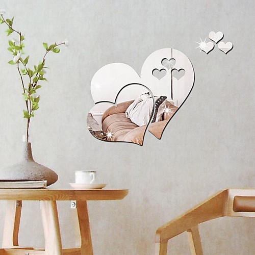 

Hearts Wall Stickers Mirror Wall Stickers Decorative Wall Stickers, Acrylic Home Decoration Wall Decal Wall Decoration 5pcs / Removable