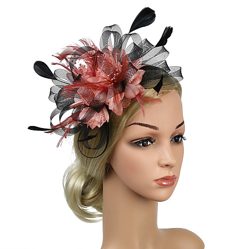 

Tulle / Feathers Headbands / Headwear / Headdress with Feather / Bowknot / Flower 1 Piece Business / Ceremony / Wedding / Kentucky Derby Headpiece
