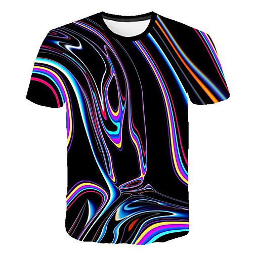 

Men's 3D Print T-shirt Daily Round Neck Rainbow / Short Sleeve