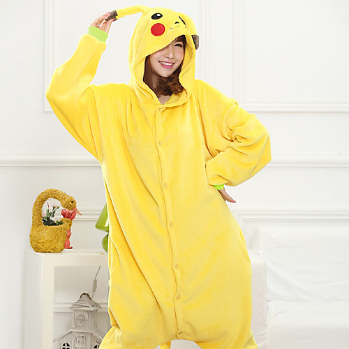 

Adults' Kigurumi Pajamas Pika Pika Onesie Pajamas Coral fleece Yellow Cosplay For Men and Women Animal Sleepwear Cartoon Festival / Holiday Costumes / Leotard / Onesie / Leotard / Onesie