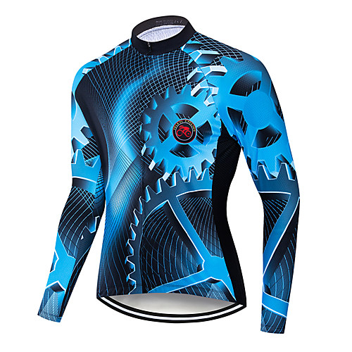 

Men's Long Sleeve Cycling Jersey Winter Blue / Black Gradient Gear Bike Jersey Top Mountain Bike MTB Road Bike Cycling Breathable Quick Dry Sports Clothing Apparel / Stretchy