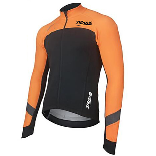 

Men's Long Sleeve Cycling Jersey Winter Black / Orange Solid Color Bike Jersey Pants Top Mountain Bike MTB Road Bike Cycling UV Resistant Breathable Quick Dry Sports Clothing Apparel / Stretchy