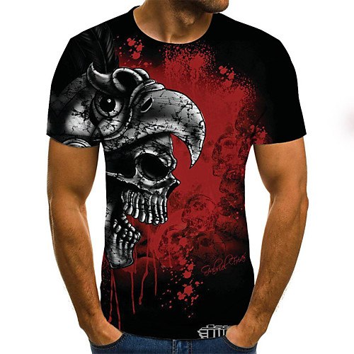 

Men's Plus Size Geometric 3D Print T-shirt Basic Street chic Daily Round Neck Black / Short Sleeve