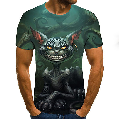 

Men's T shirt 3D Plus Size Print Short Sleeve Daily Tops Basic Green