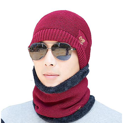 

Men's Basic Polyester Ski Hat-Floral Print Black Wine Navy Blue