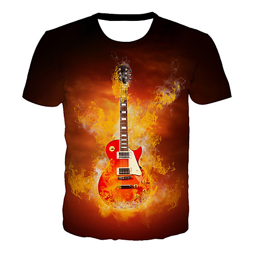 

Men's Plus Size Geometric 3D Print T-shirt Basic Rock Daily Club Round Neck Red / Summer / Short Sleeve