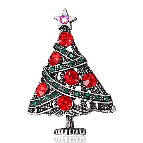 

Women's Brooches Retro Star Christmas Tree Classic Trendy Fashion Cute Colorful Imitation Diamond Brooch Jewelry Red For Christmas Gift Club Festival